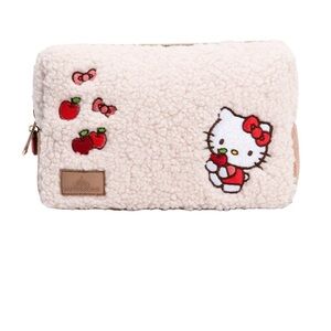 Hello Kitty Cream Sherpa Cosmetic Pouch with Red Accents